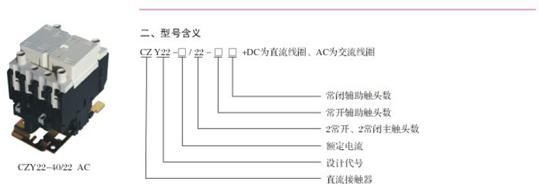 CZY22系列直流接触器型号含义